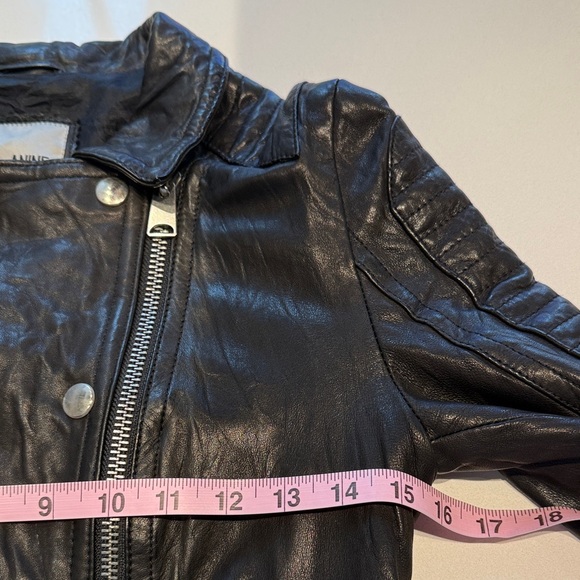 Anine Bing Moto Lambskin Leather Biker Jacket, Black, Size S - Picture 14 of 16